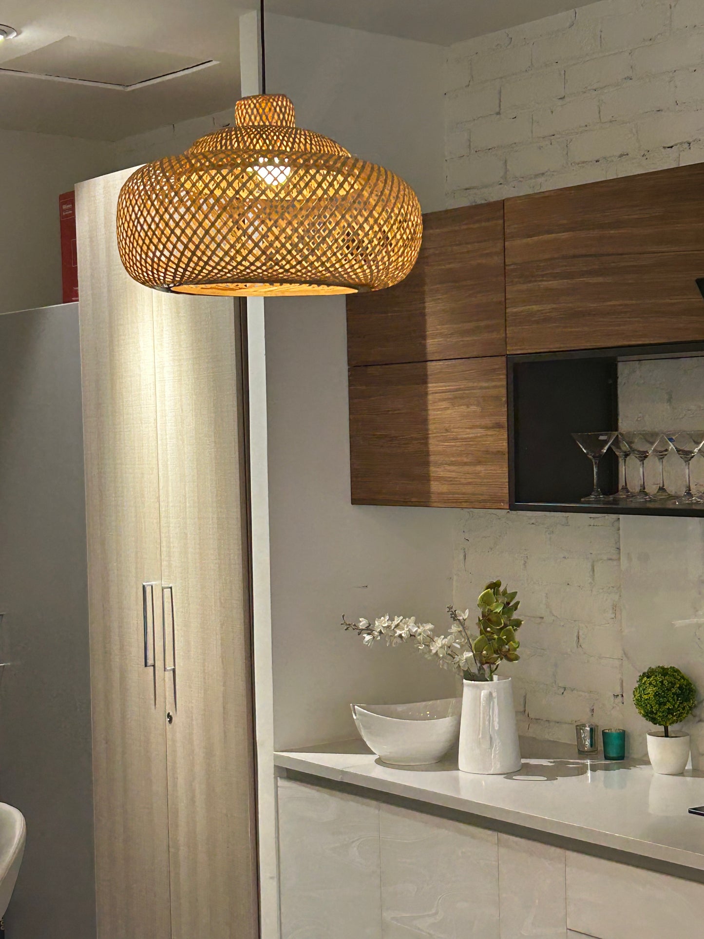 Rattan Cylindrical Pendant Lampshade