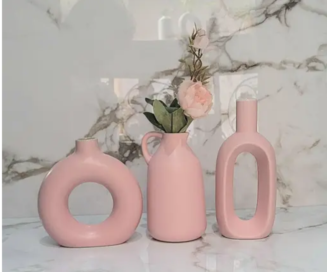 Ceramic Vase Set of 3 | Pink