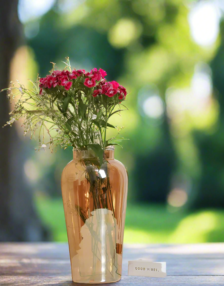 Amber Elegance Glass Vase