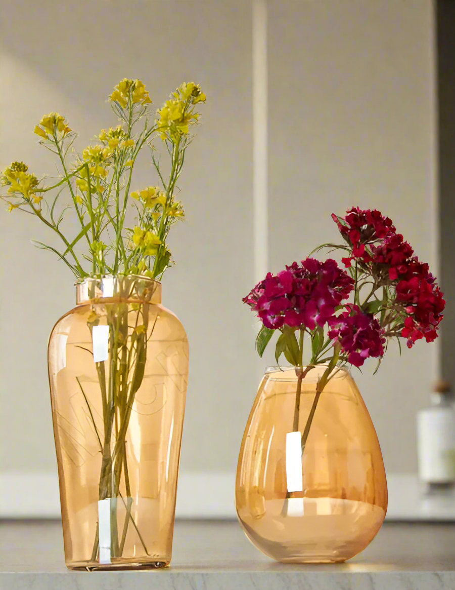 Amber Elegance Glass Vase Set of 2