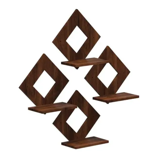 Wooden wall-mounted shelf