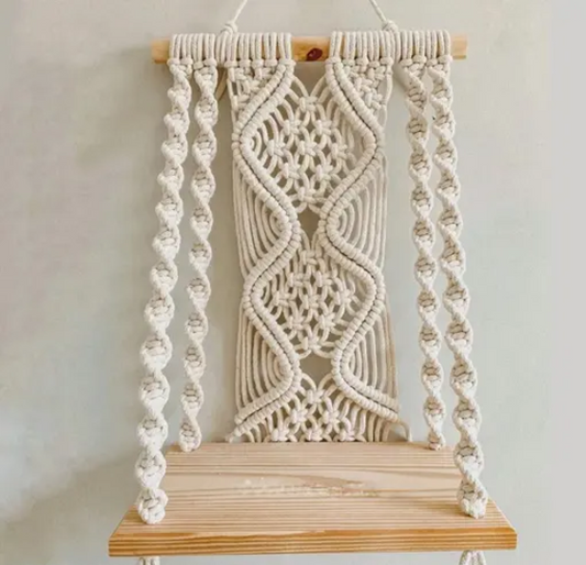 Wall Hanging Shelf | Wooden Hand Woven Boho Art