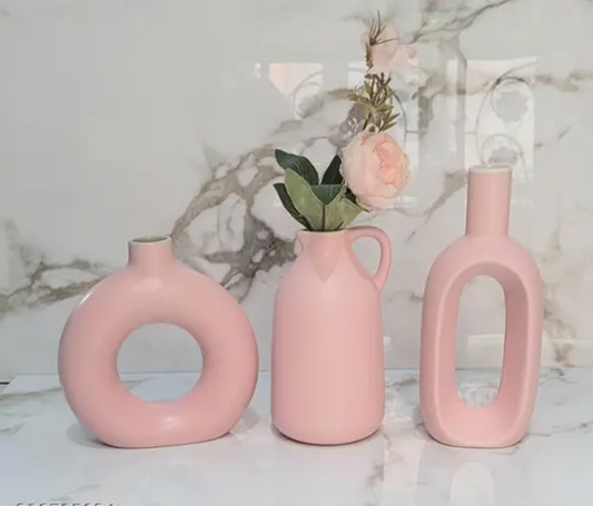Ceramic Vase Set of 3 | Pink