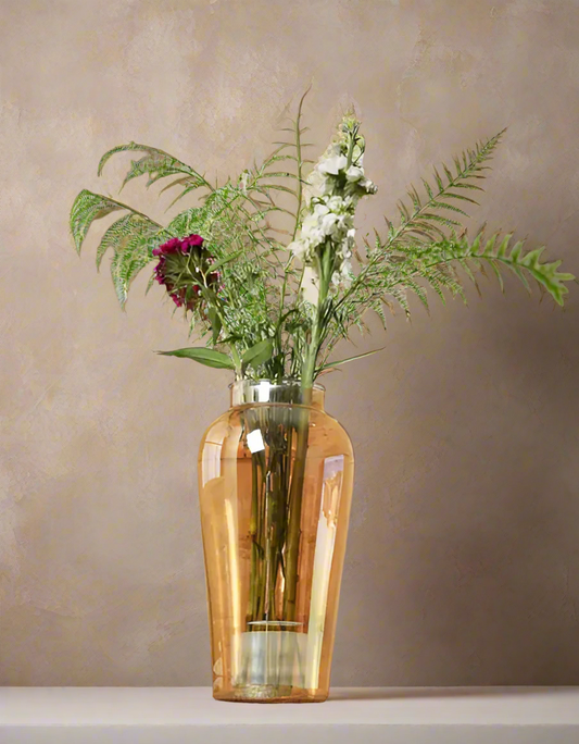 Amber Elegance Glass Vase