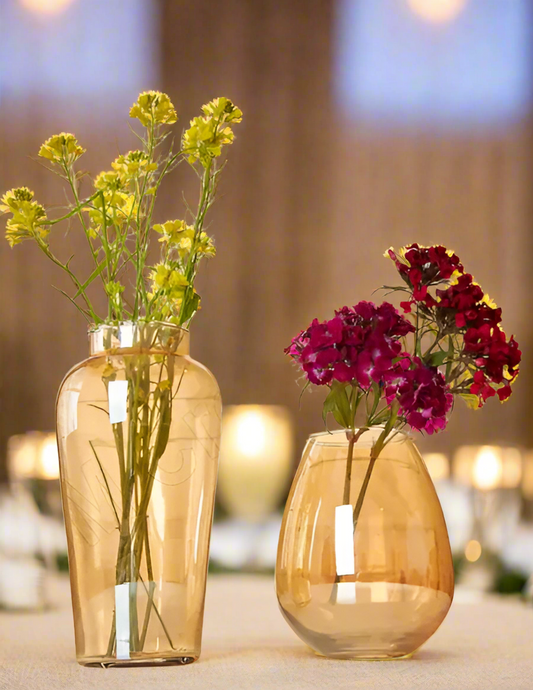 Amber Elegance Glass Vase Set of 2
